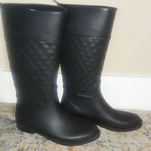 Tall black rain boots